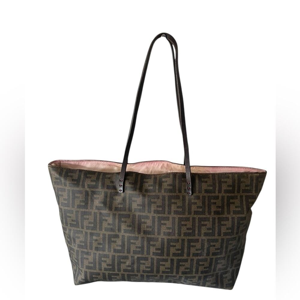 Fendi Tobacco Zucca Coated Canvas Large Roll Tote